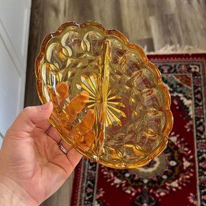 Amber Divided Sunburst Dish.
